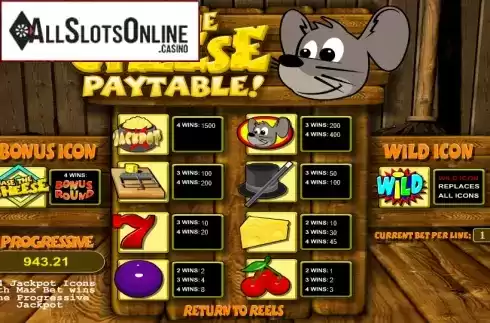 Paytable 1. Chase the Cheese from Betsoft