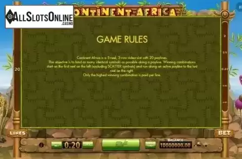 Screen3. Continent Africa from BF games