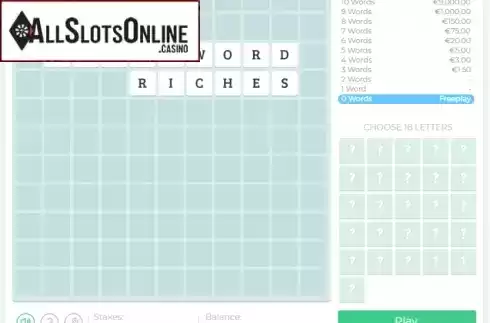 Reel Screen. Crossword Riches from Gluck Games