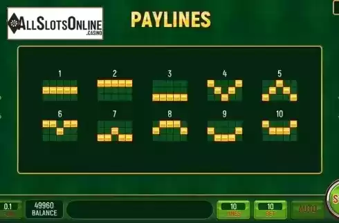 Paylines screen