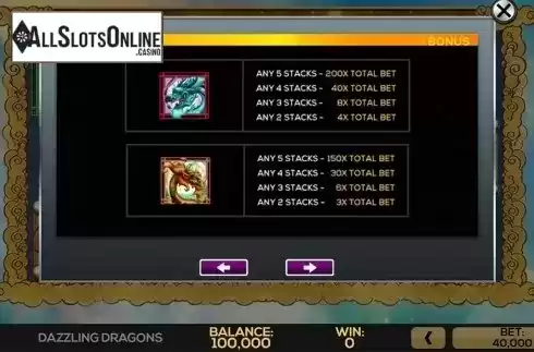 Paytable 4. Dazzling Dragons from High 5 Games