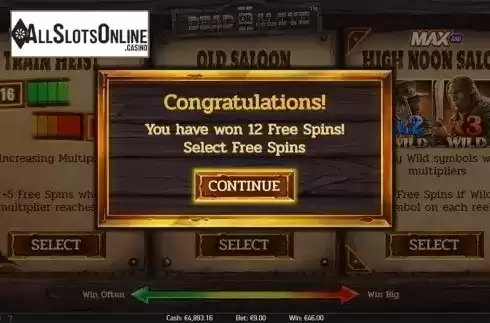 Free spins intro screen. Dead or Alive 2 from NetEnt