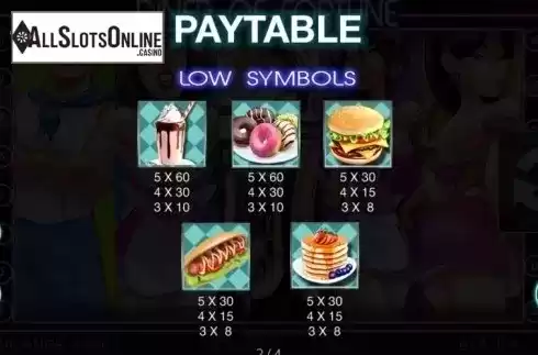 Paytable 2. Diner of Fortune from Spinomenal