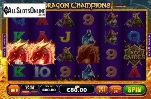 Win Screen. Dragon Champions from Playtech