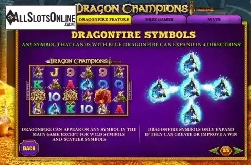 Paytable 3. Dragon Champions from Playtech