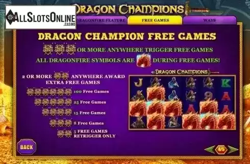Paytable 4. Dragon Champions from Playtech