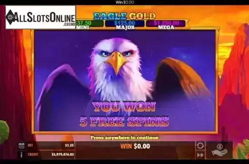 Free Spins screen