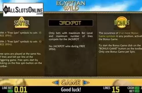 Paytable 2. Egyptian Wild HD from World Match