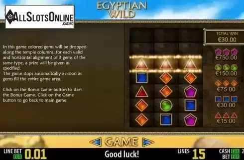 Paytable 3. Egyptian Wild HD from World Match