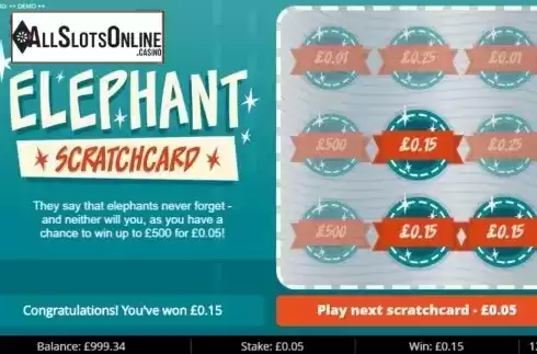 Win Screen. Elephant Scratch from Gluck Games