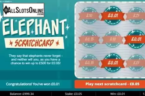 Win Screen 2. Elephant Scratch from Gluck Games