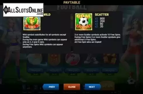 Paytable 2. Football (Evoplay) from Evoplay Entertainment