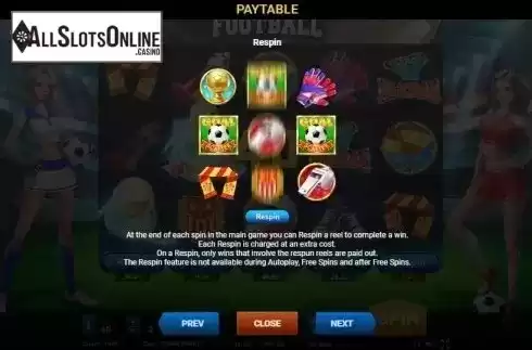 Paytable 3. Football (Evoplay) from Evoplay Entertainment