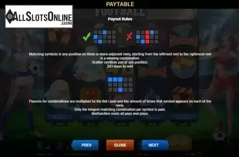 Paytable 4. Football (Evoplay) from Evoplay Entertainment
