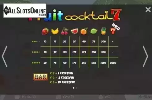 Screen2. Fruit Cocktail 7 from MrSlotty