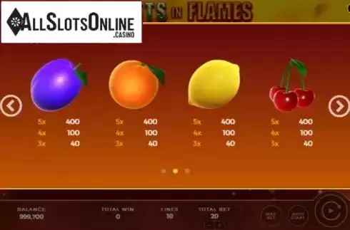 Paytable 2. Fruits in Flames from Bally Wulff