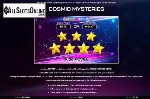 Cosmic Mysteries screen
