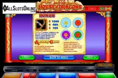 Paytable 2. House of Dragons from Microgaming