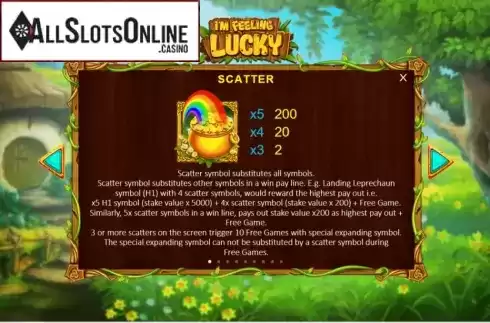 Paytable 1. Im feeling Lucky from Rocksalt Interactive