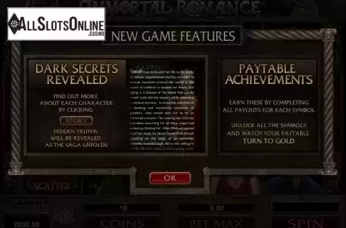 Intro screen. Immortal Romance from Microgaming