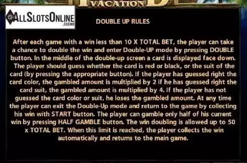 Paytable 4. Island Vacation from Casino Technology
