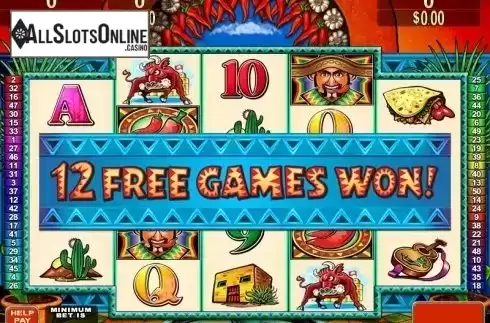 Free Spins screen. Jumpin Jalapenos from WMS