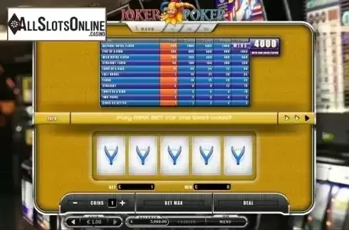 Game Screen. Joker Poker (Oryx) from Oryx