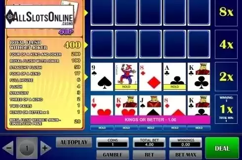 Game Screen. Joker Vegas 4 Up from iSoftBet