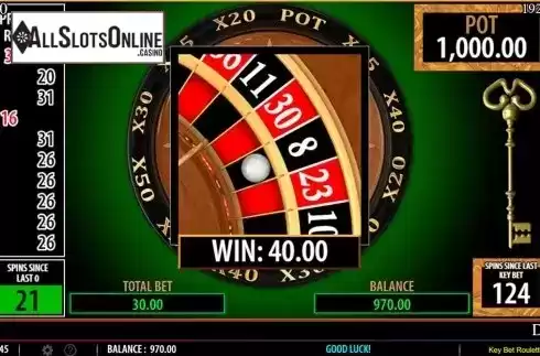 Win screen. Key Bet Roulette from SG