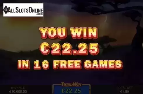Total Win in Free Spin Screen