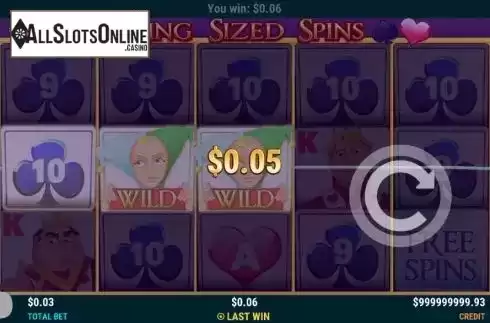 Win screen. King Sized Spins from Slot Factory