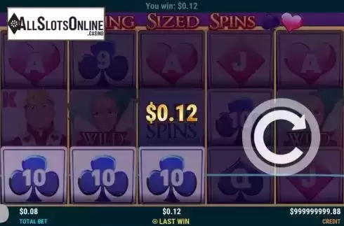 Win screen 3. King Sized Spins from Slot Factory
