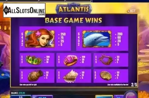 Paytable 2. King of atlantis from IGT