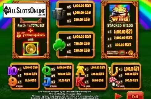 Paytable 1. Luck O' the Irish from Blueprint