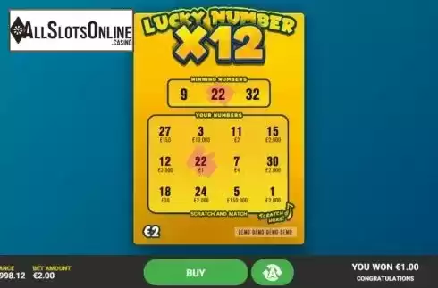 Game Screen 2. Lucky Number x12 from Hacksaw Gaming