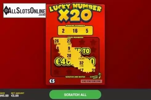 Game Screen 2. Lucky Number x20 from Hacksaw Gaming