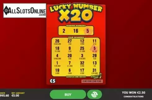 Game Screen 3. Lucky Number x20 from Hacksaw Gaming