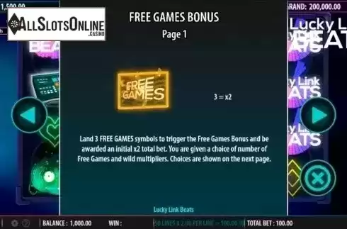 Free Game Bonus. Lucky Link Beats from Bally