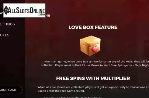 Love box feature screen