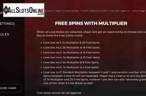 Free Spins with multiplier screen