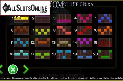 Paylines. Phantom of Opera from Fils Game