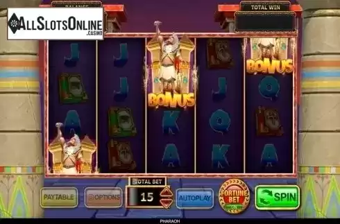Bonus game win screen. Pharaoh (Inspired) from Inspired Gaming
