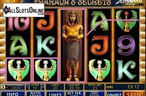 Wild Win screen. Pharaoh's Secrets from Playtech