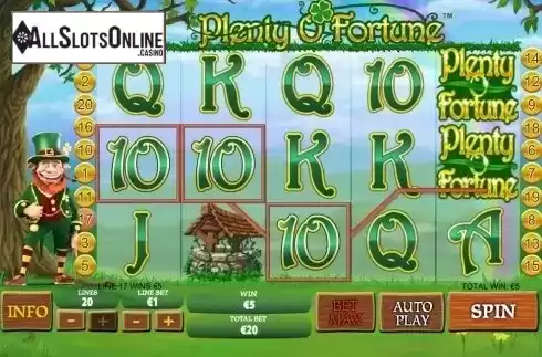 Win screen. Plenty O' Fortune from Playtech