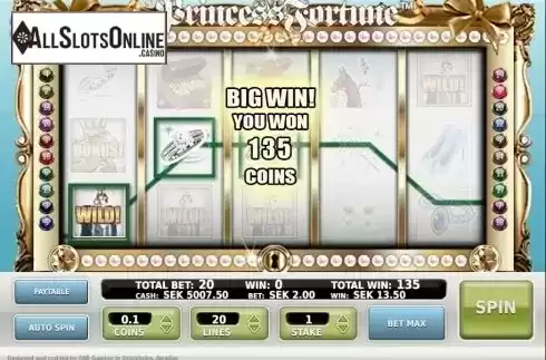 Wild Win screen. Princess Fortune from OMI Gaming