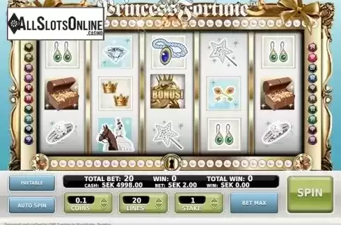 Reel screen. Princess Fortune from OMI Gaming
