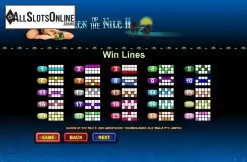 Paytable 5. Queen of Nile II from NYX Gaming Group