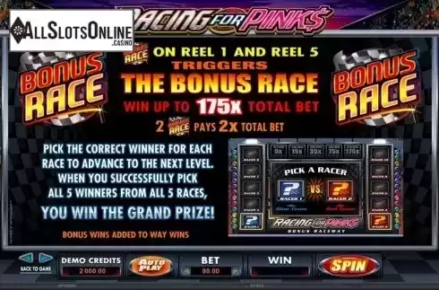 Screen5. Racing For Pinks from Microgaming