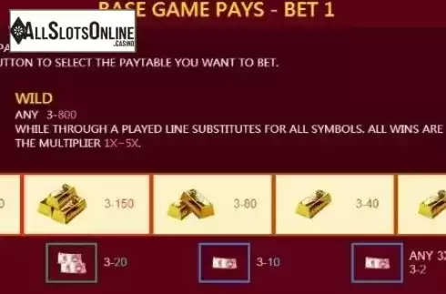Paytable 1. Rolling in Money from JDB168