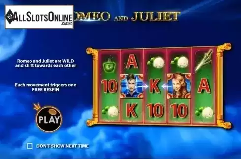Intro Game screen. Romeo and Juliet (Pragmatic Play) from Pragmatic Play